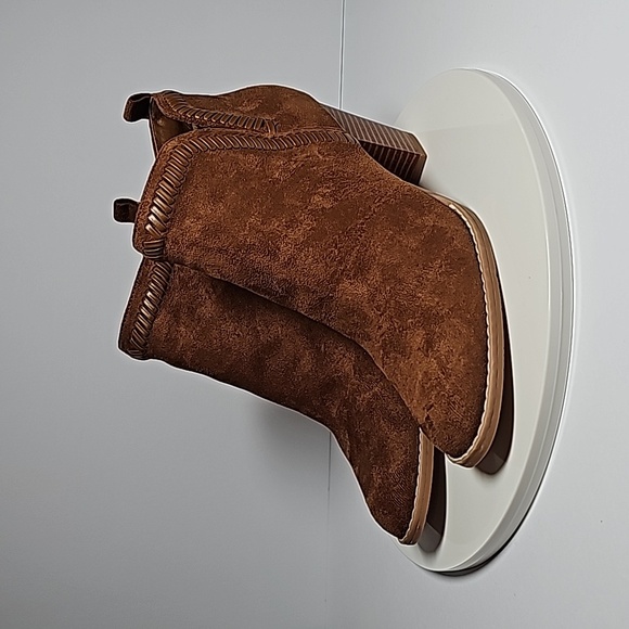 Dolce Vita DV Jace Booties Ankle Boot Block Heel Pointed Toe Faux Suede Brown 10 - Picture 8 of 14